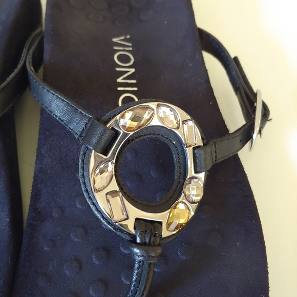 Vionic Rest Ricci Thong Sandals Black Silver Size 7 - Picture 5 of 12